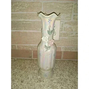 Vintage Rainbow Color 12" Tall Vase IACO 1998